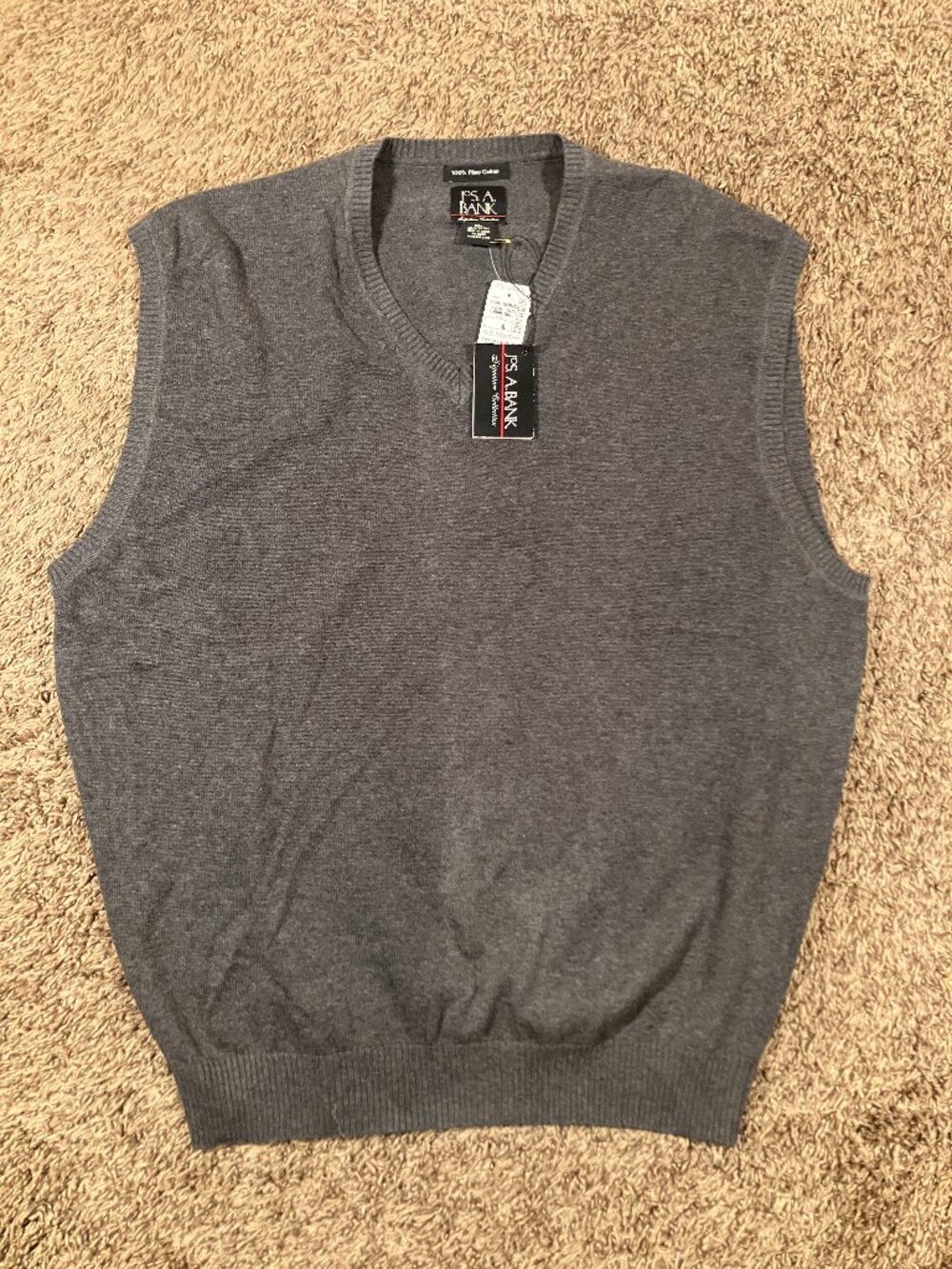 Jos A Bank Signature Collection Sweater Vest Men XL Pima Cotton Gray V Neck